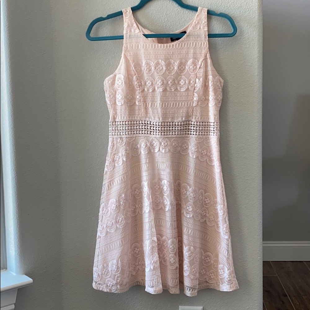 Blush pink lace dress